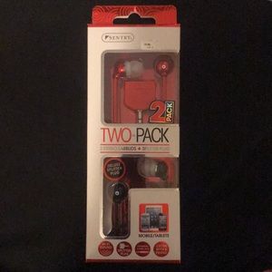 Two pack Sentry stereo earbuds with splitter plug